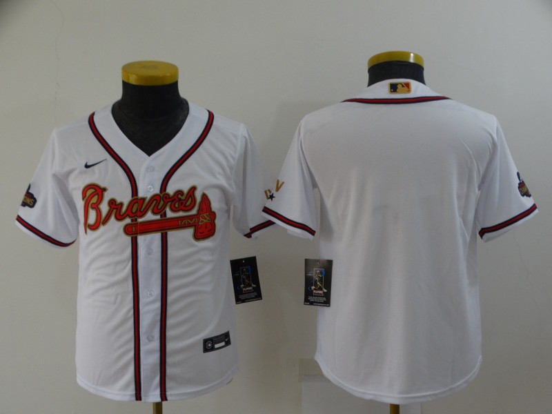 Youth Braves Blank White 2022 Gold Program Nike Cool Base Jersey,We sell and wholesale Youth Braves Blank White 2022 Gold Program Nike Cool Base Jersey on line form chian!